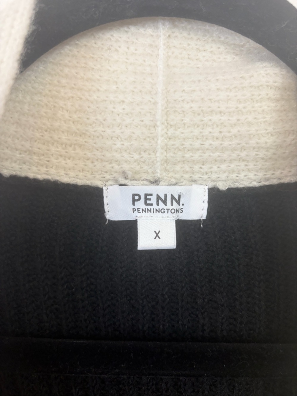Penningtons Fuzzy Cardigan Sweater Size X 0X Cozy Open Front Knit Black Duster - Picture 4 of 7